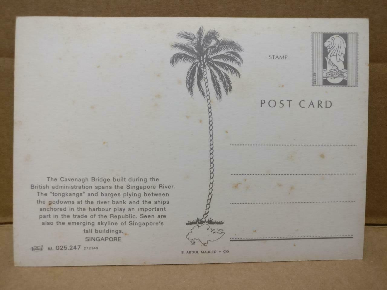 LUCKYPIGEON Cavenagh Bridge Skyline Tall Buildings Singapore Postcard (C1973)