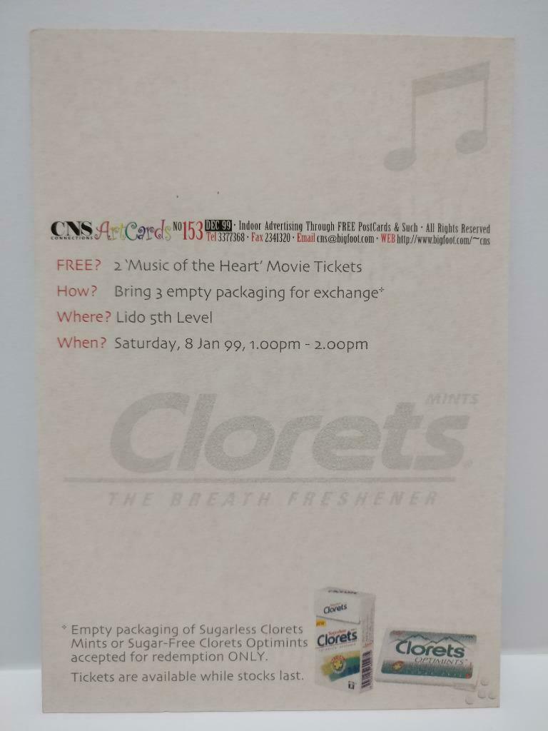 LUCKYPIGEON888 Movie Music Of The Heart Whitney 1999 Singapore Postcard (E0358)