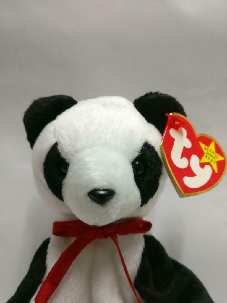 Vintage Ty Beanie Babies Fortune Panda Bear 8" 1997 KR Plush Soft Toy (PTY117)