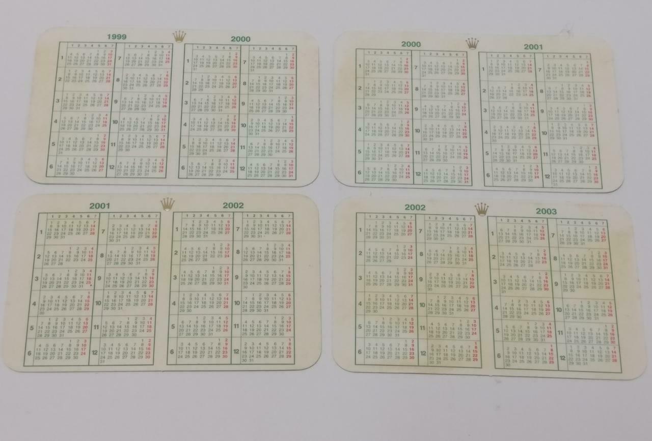 Vintage Rolex 1999 To 2004 Calendar Card x5 F/S (A2419)