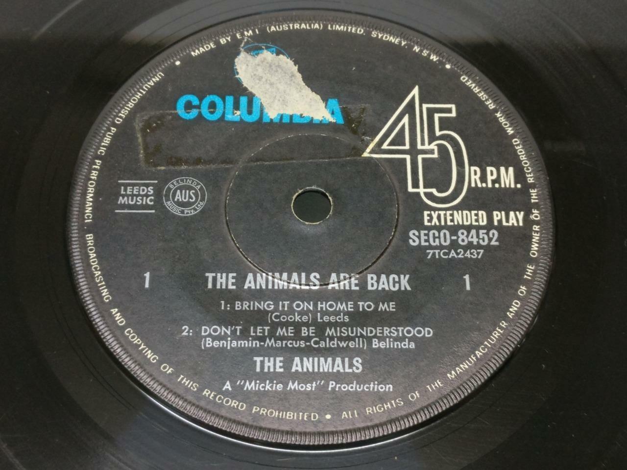The Animals Bring It On Home To Me Australia 7" English EP (EP057)