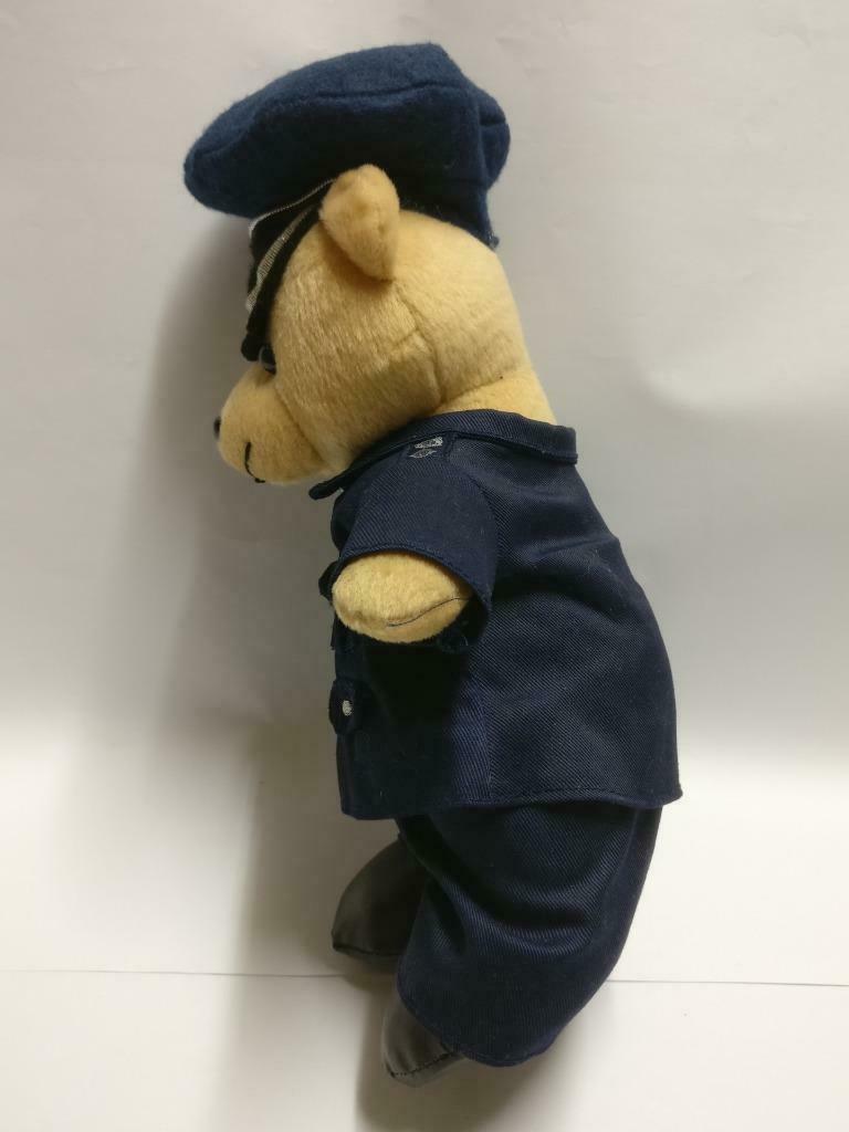 Cute Teddy Bear In Blue Police Uniform Hat 10" Plush Soft Toy F/S (PTY015)