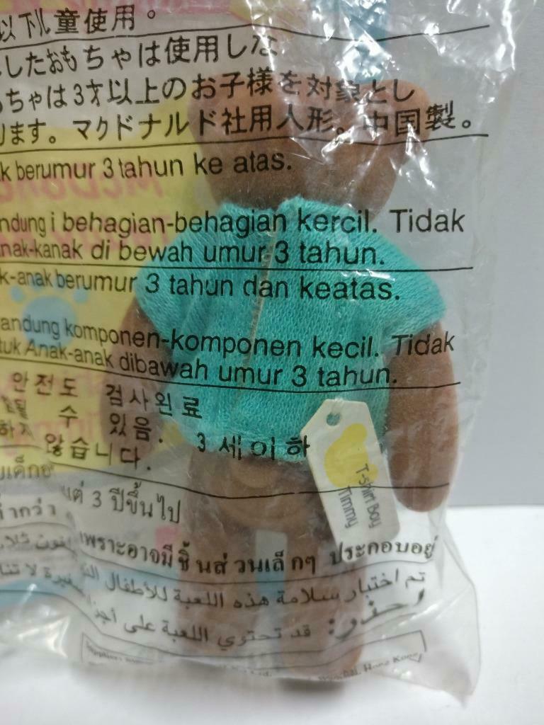 Sealed McDonald's Teddy Bears Boy Timmy 1999 Malaysia Plush Toy F/S (PTY182)