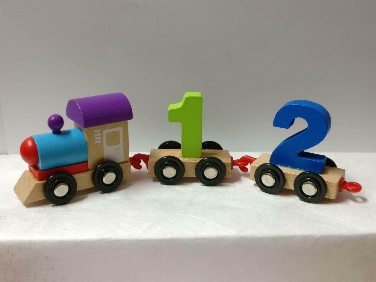 Colourful Wooden Number Train Set Math Figure Toys x11 Lot F/S (FTY017) *35