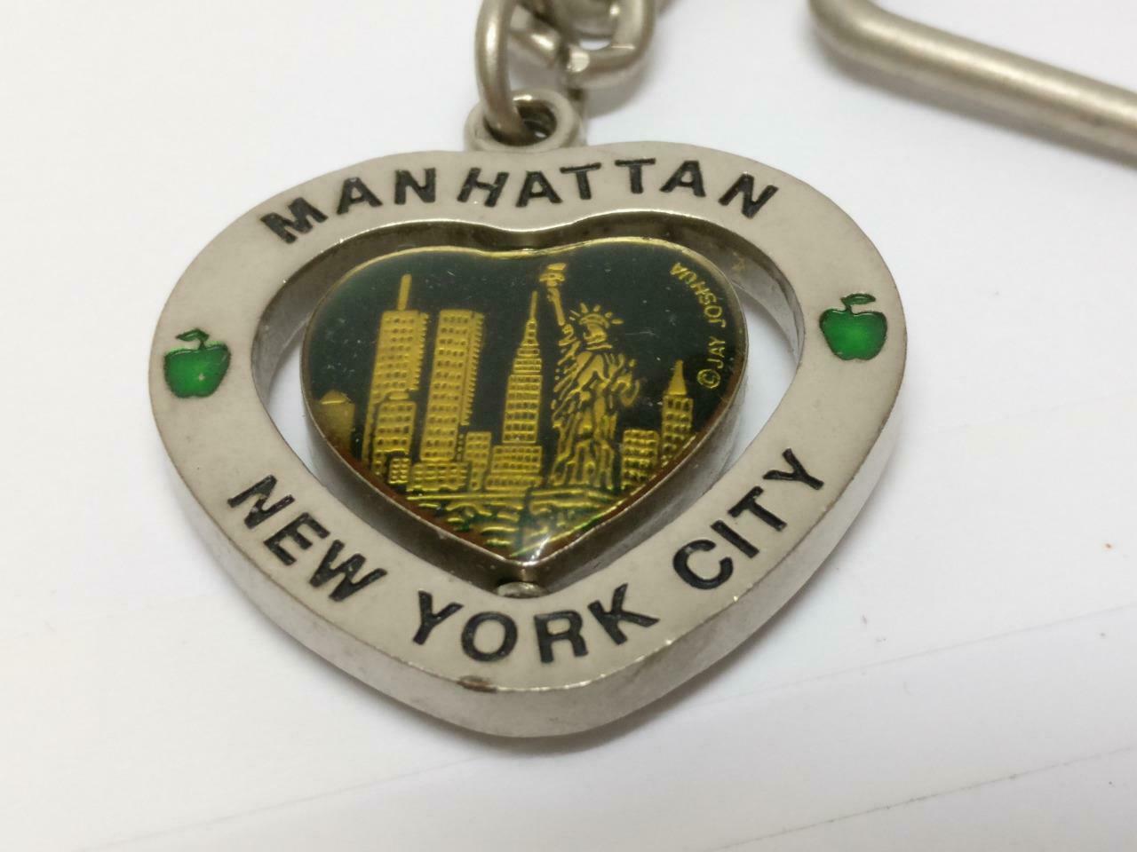 LP888 Rare Vintage Manhattan New York City USA Metal Heart Keychain Keyring F/S (B645)