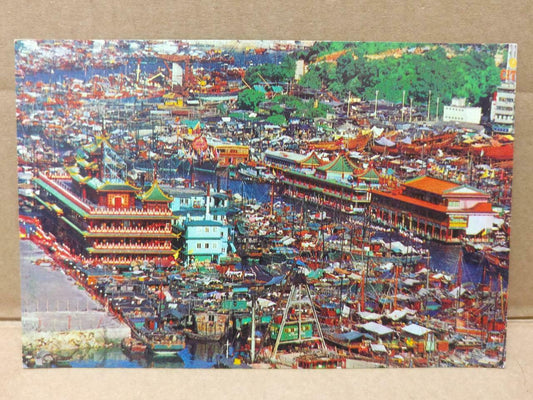 LUCKYPIGEON Bird's Eye View Of Aberdeen In Hong Kong Japan Postcard (C1945)