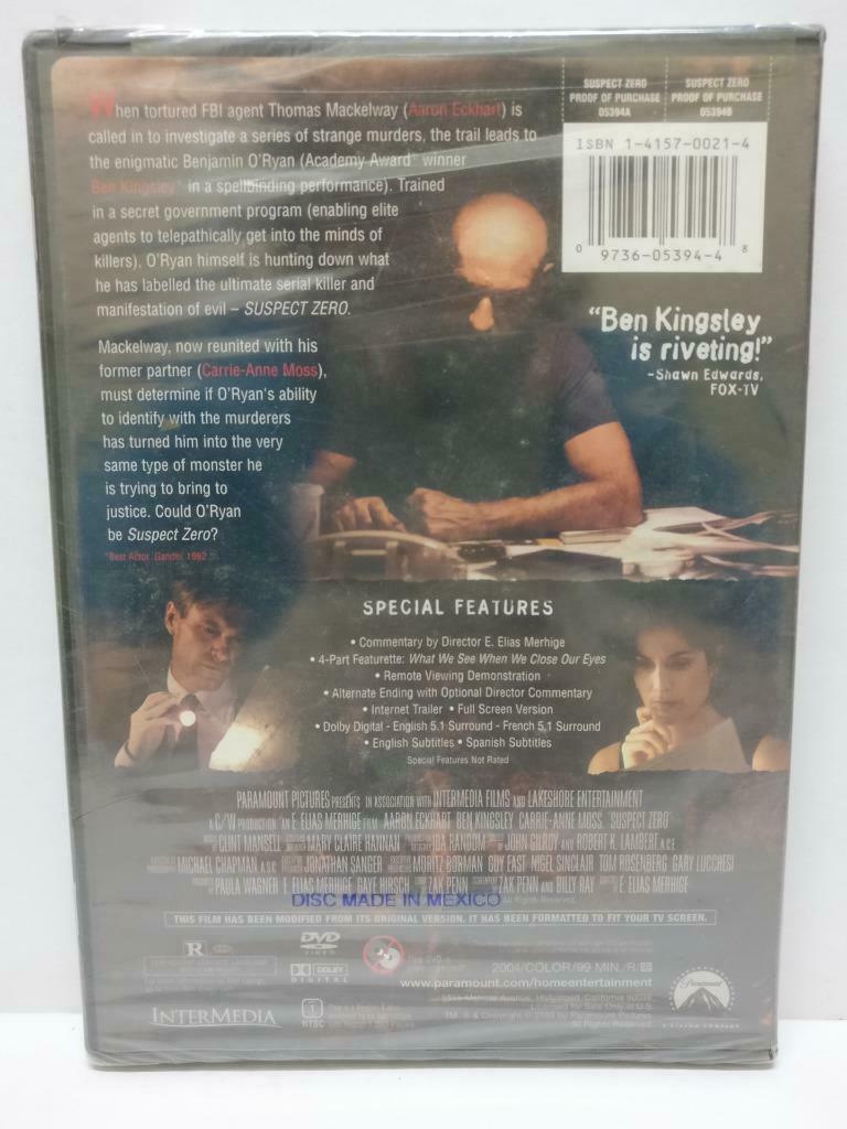 LK888 Sealed Movie Suspect Zero Aaron Eckhart 2005 Mexico USA DVD (DVD029)