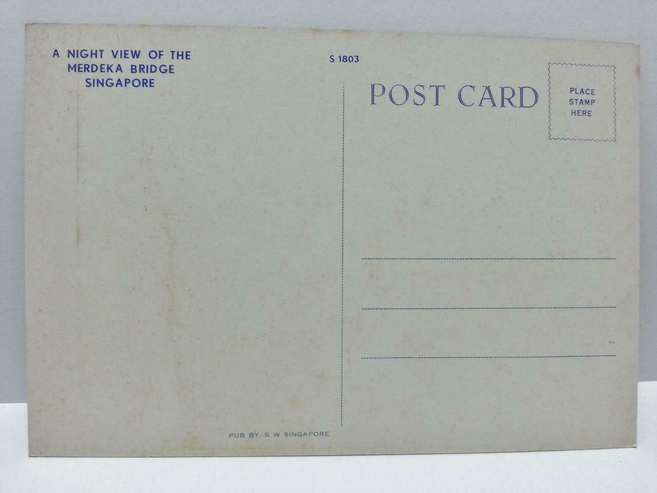 Night View Of The Merdeka Bridge Singapore Postcard (AC094)