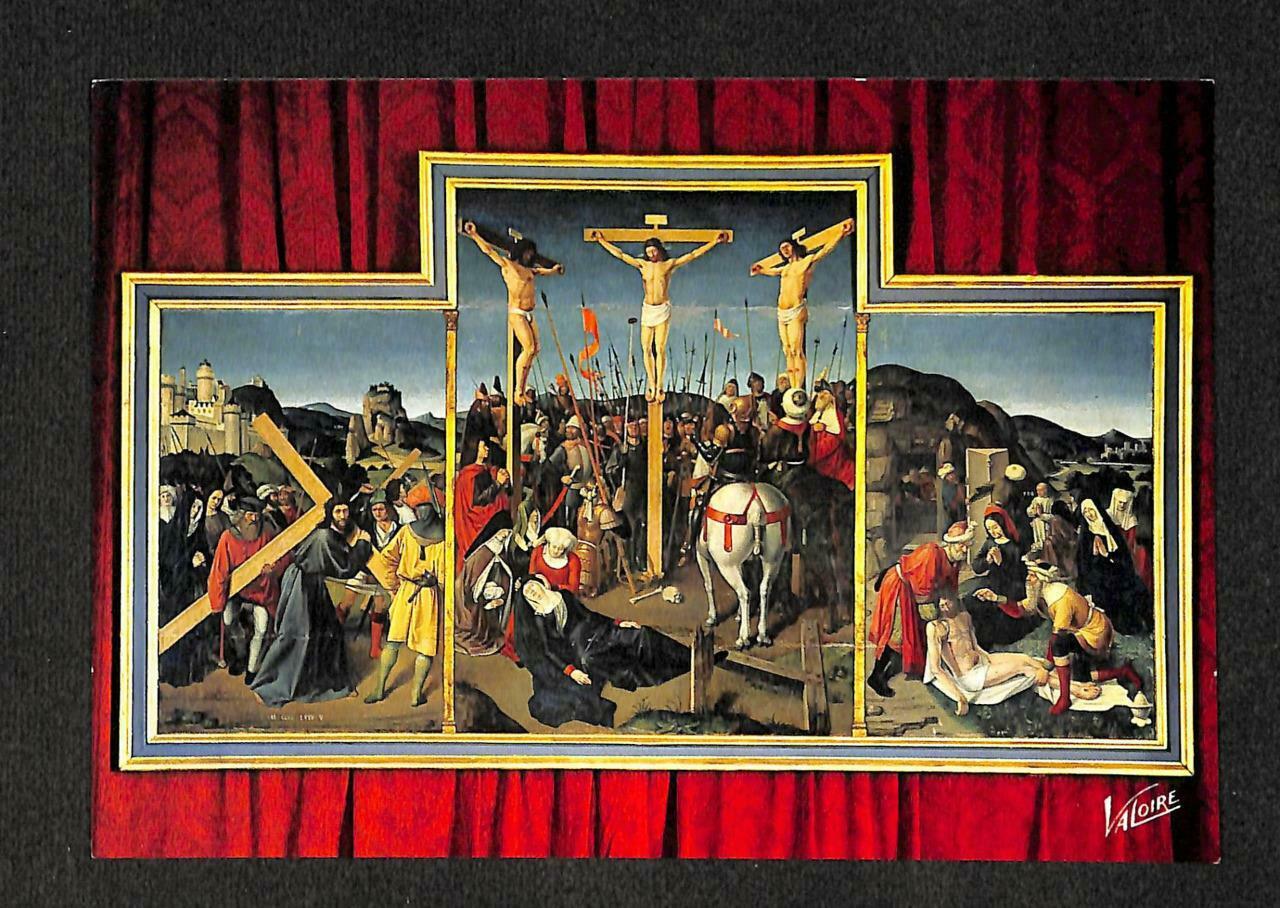 LUCKYPIGEON Triptyque du XVe siecle Jesus Painting Postcard (C1799)