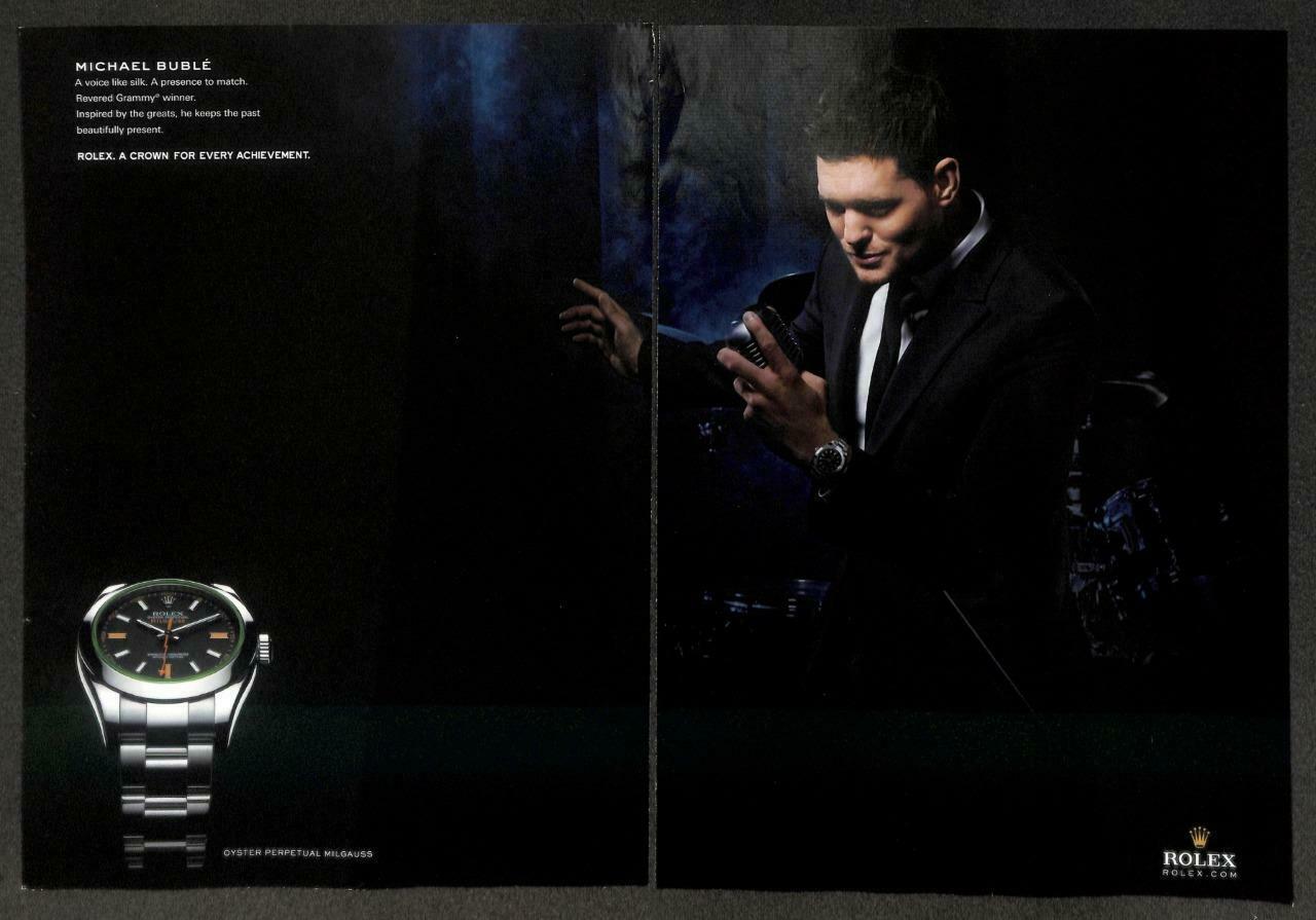 Vintage 2010 Rolex Watch Michael Bublé Magazine Advertisement Print Ad x 2 P938
