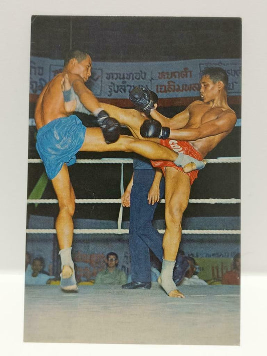 Vintage Two Men Doing Thailand Boxing Tournament Match Color Postcard (P603)