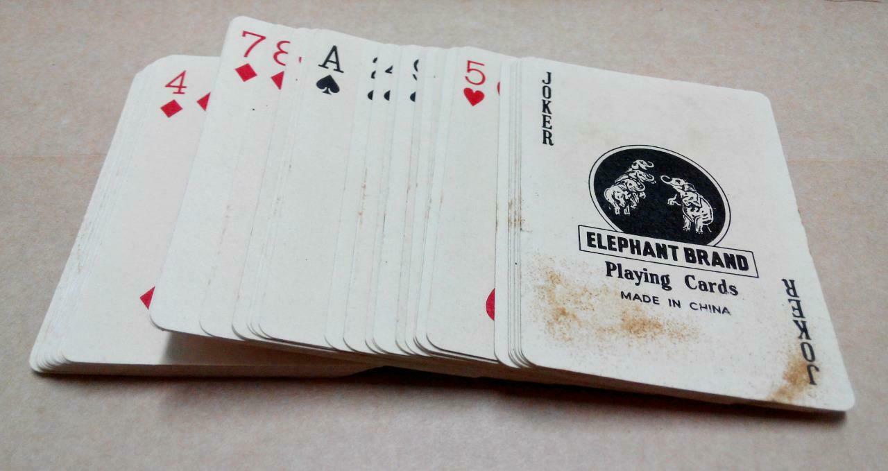 Rare Vintage 555 Elephant Brand Shanghai Poker Playing Cards Souvenir (A1277)