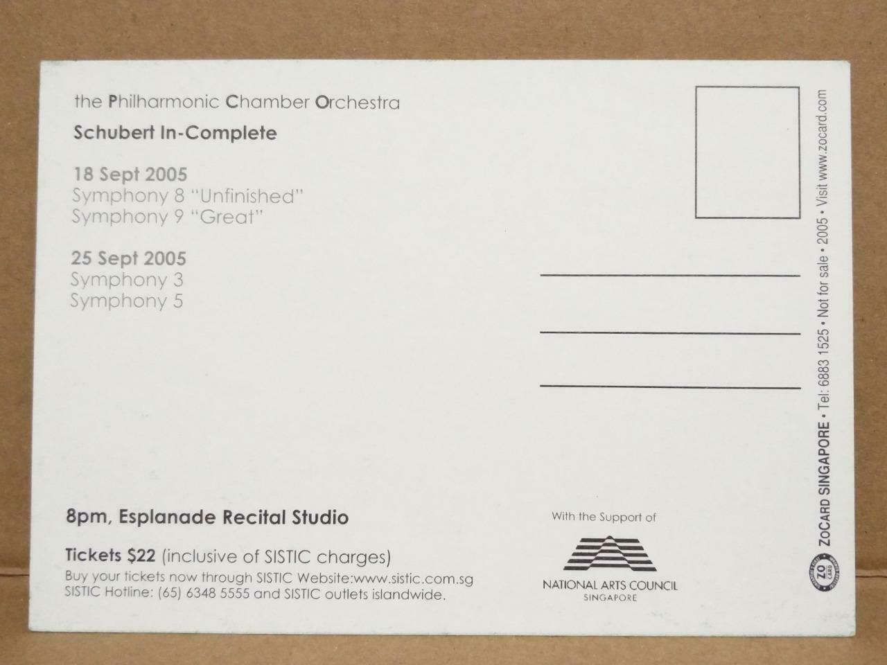 LUCKYPIGEON The Philharmonic Chamber Orchestra Esplanade SG Ad Postcard (C2060)