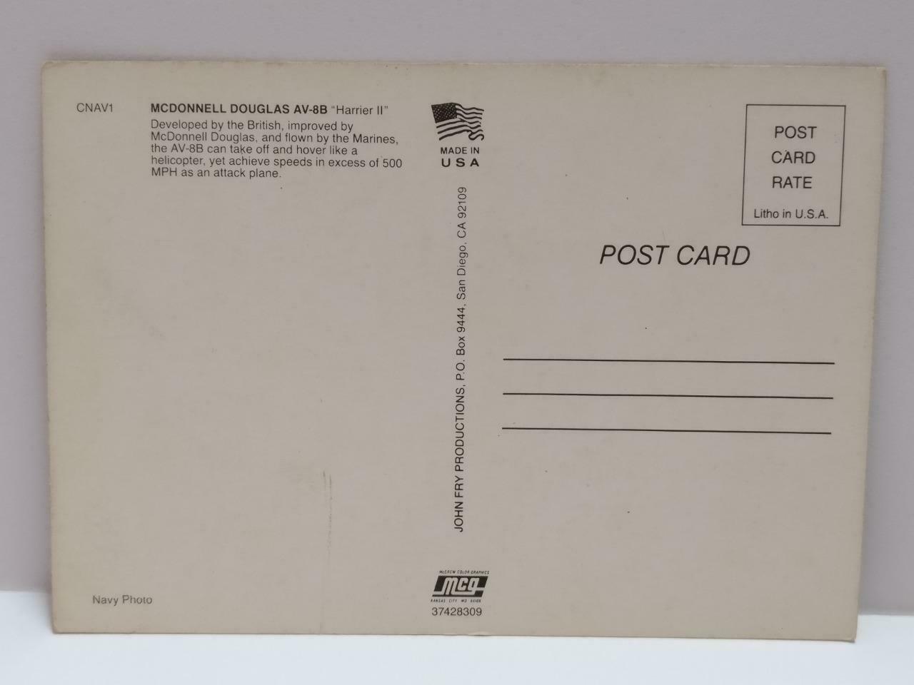 LUCKYPIGEON888 USA Mcdonnell AV-8B Harrier II Plane Fighter Jet Postcard (E0402)