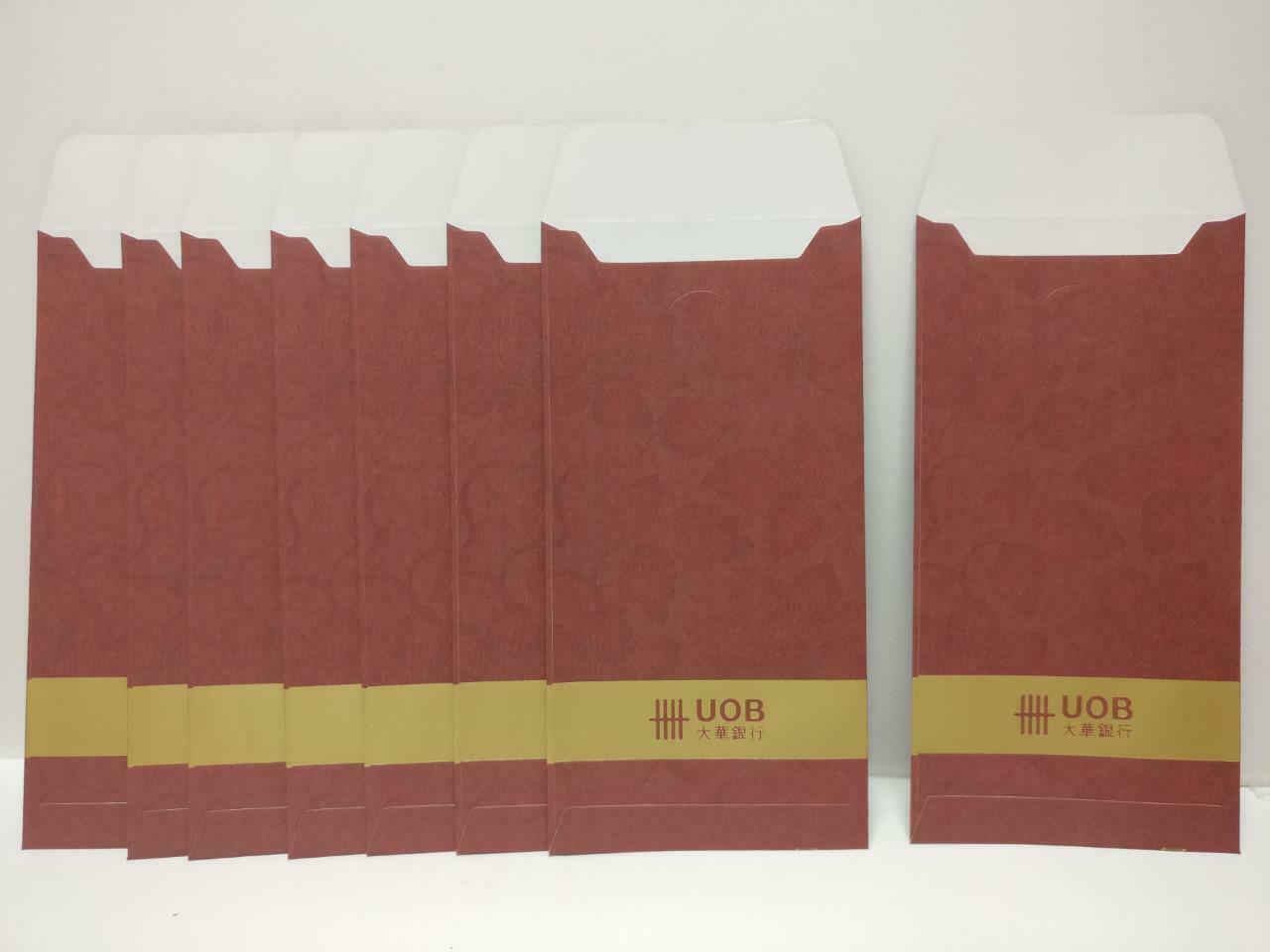 UOB Chinese New Year Flowers Red Packet Money Paper Envelope x Lot of 8 (P1031)