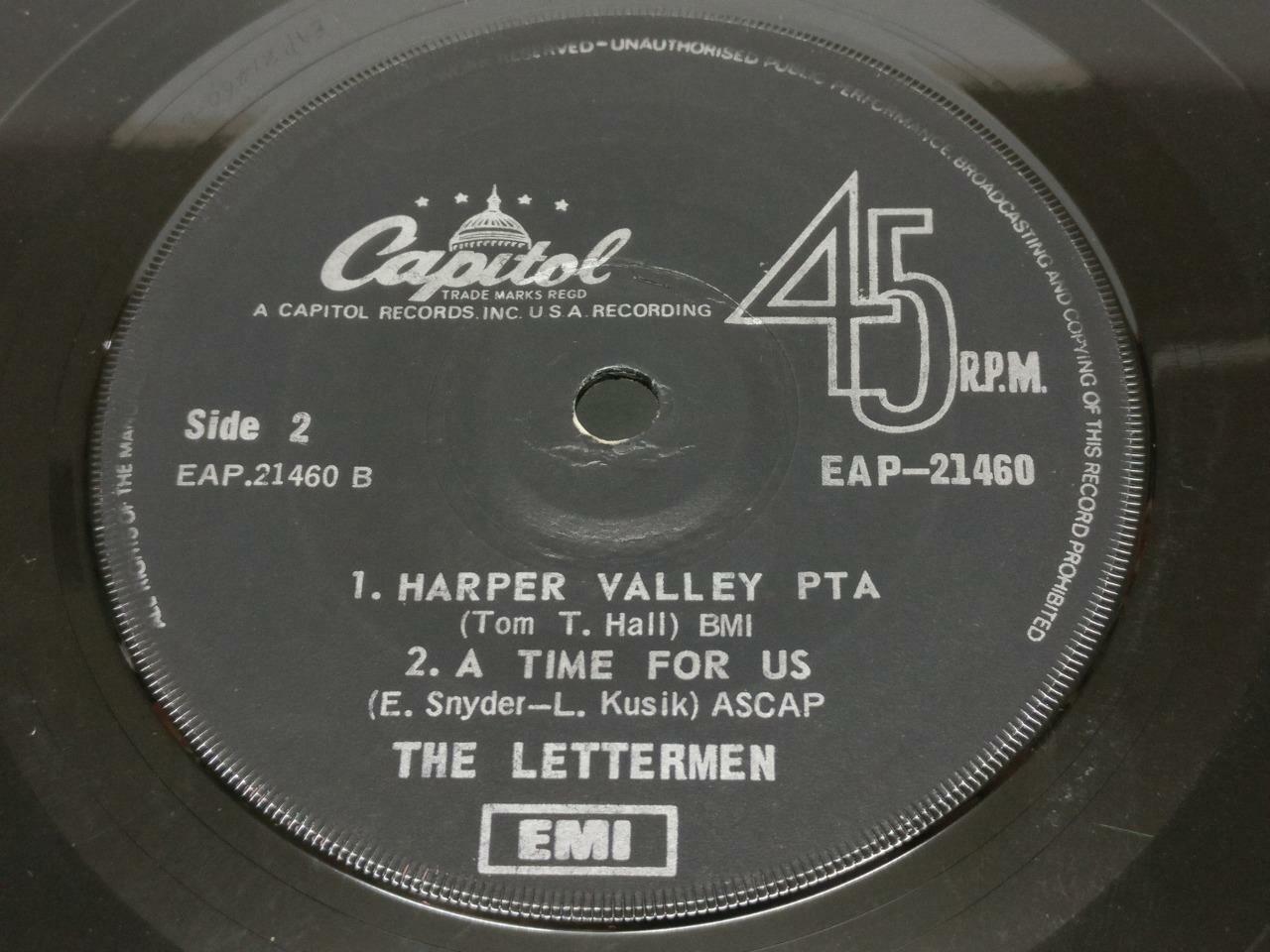The Lettermen Hurt So Bad Rare Capitol EMI Singapore 7" EP (EP025)