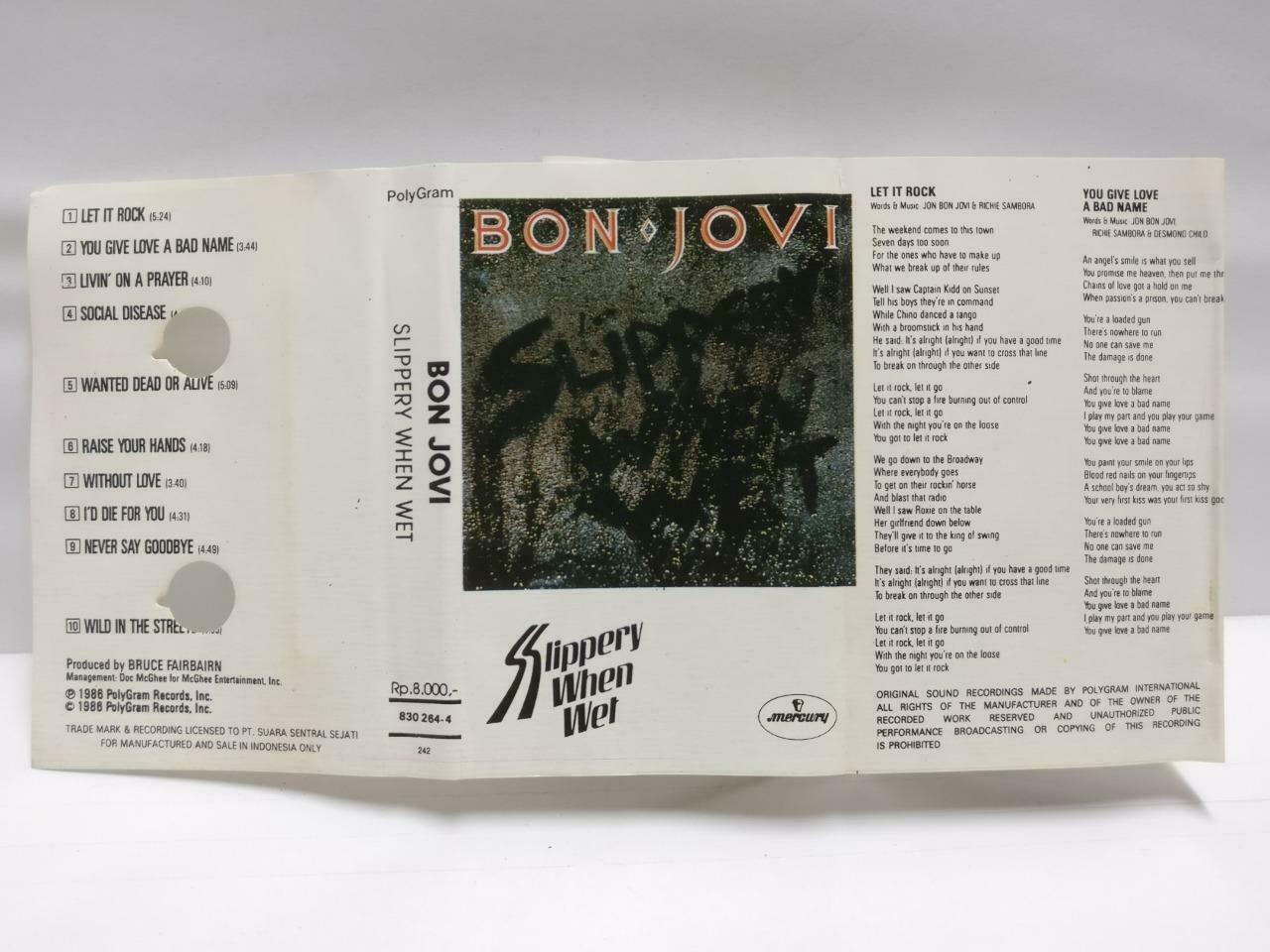 Bon Jovi Slippery When Wet 1986 Mega Rare Indonesia Only English Cassette CT518