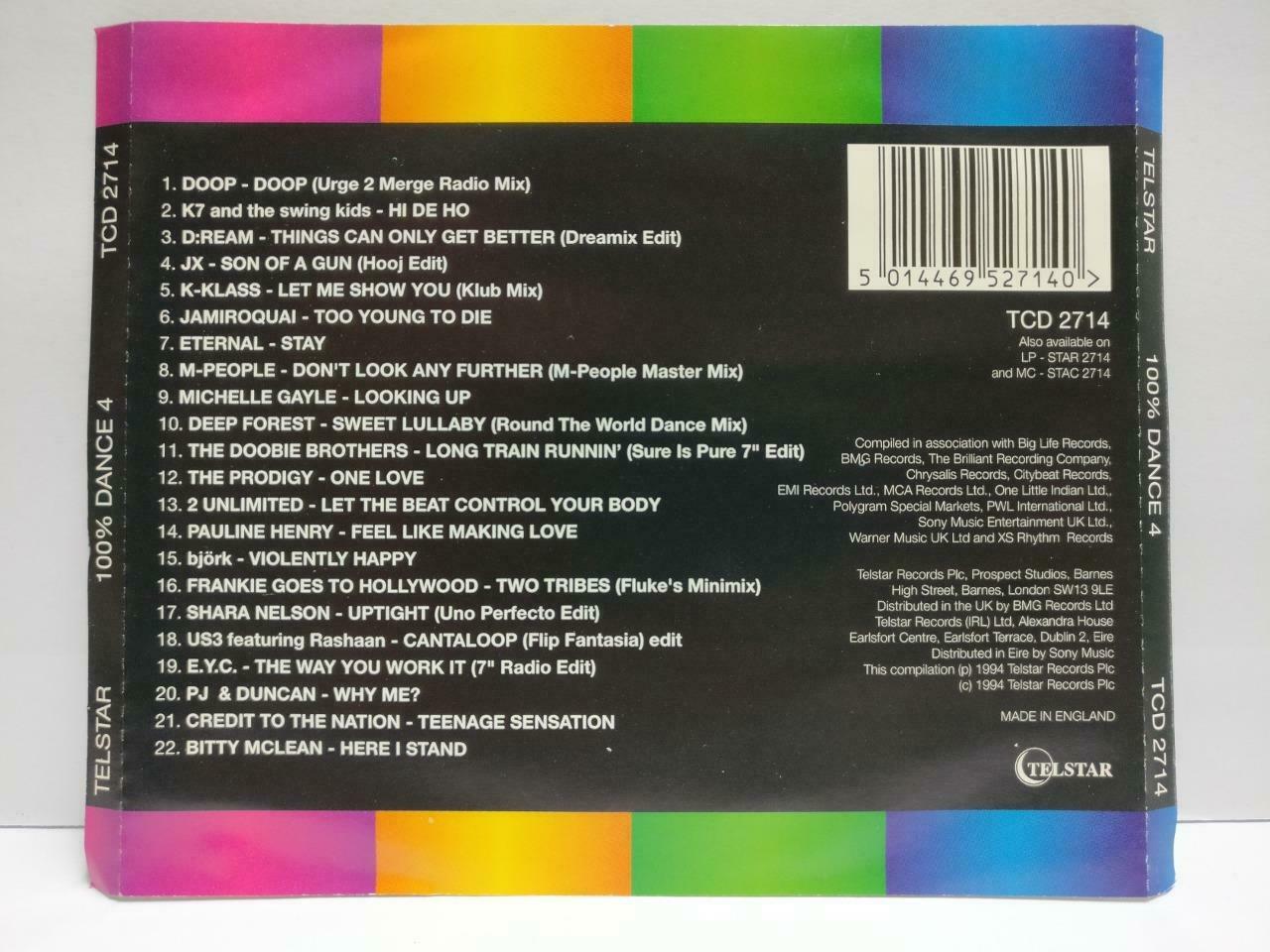 Various Artist 100% Dance M-People Bjork The Prodigy 1994 England CD (CDS290)