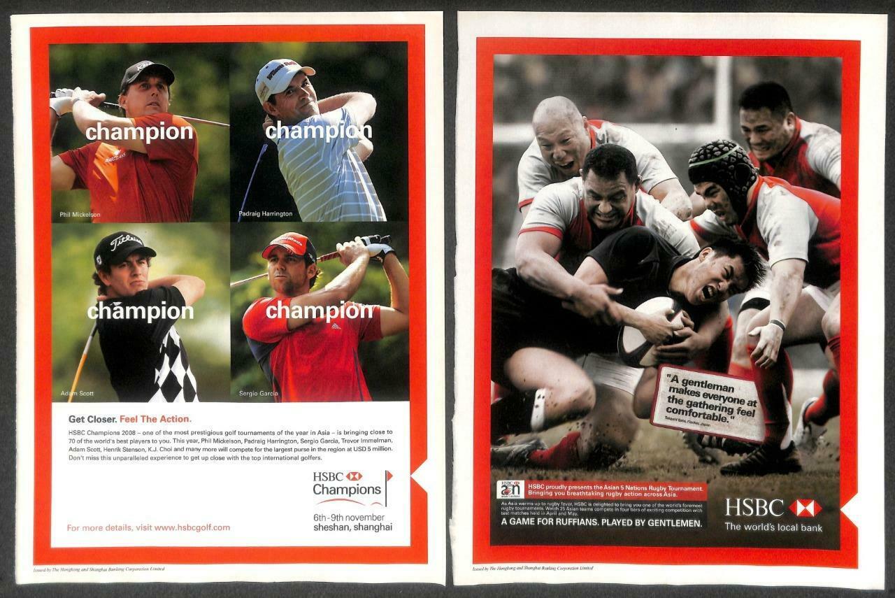 Vintage HSBC Bank Tiger Woods Magazine Advertisement Print Ad x 13 (P903)