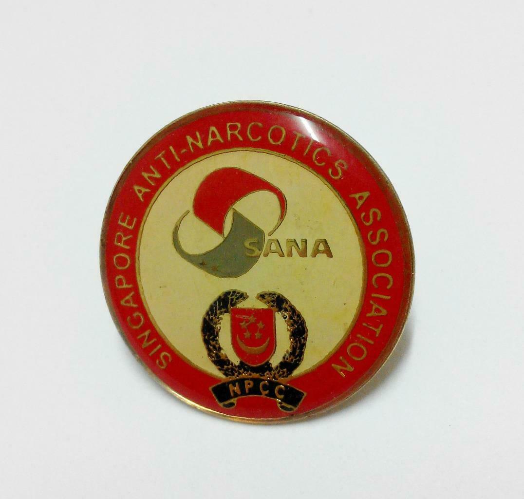 Rare Vintage Singapore Anti-Narcotics Association SANA Pin Badge F/S (B321)