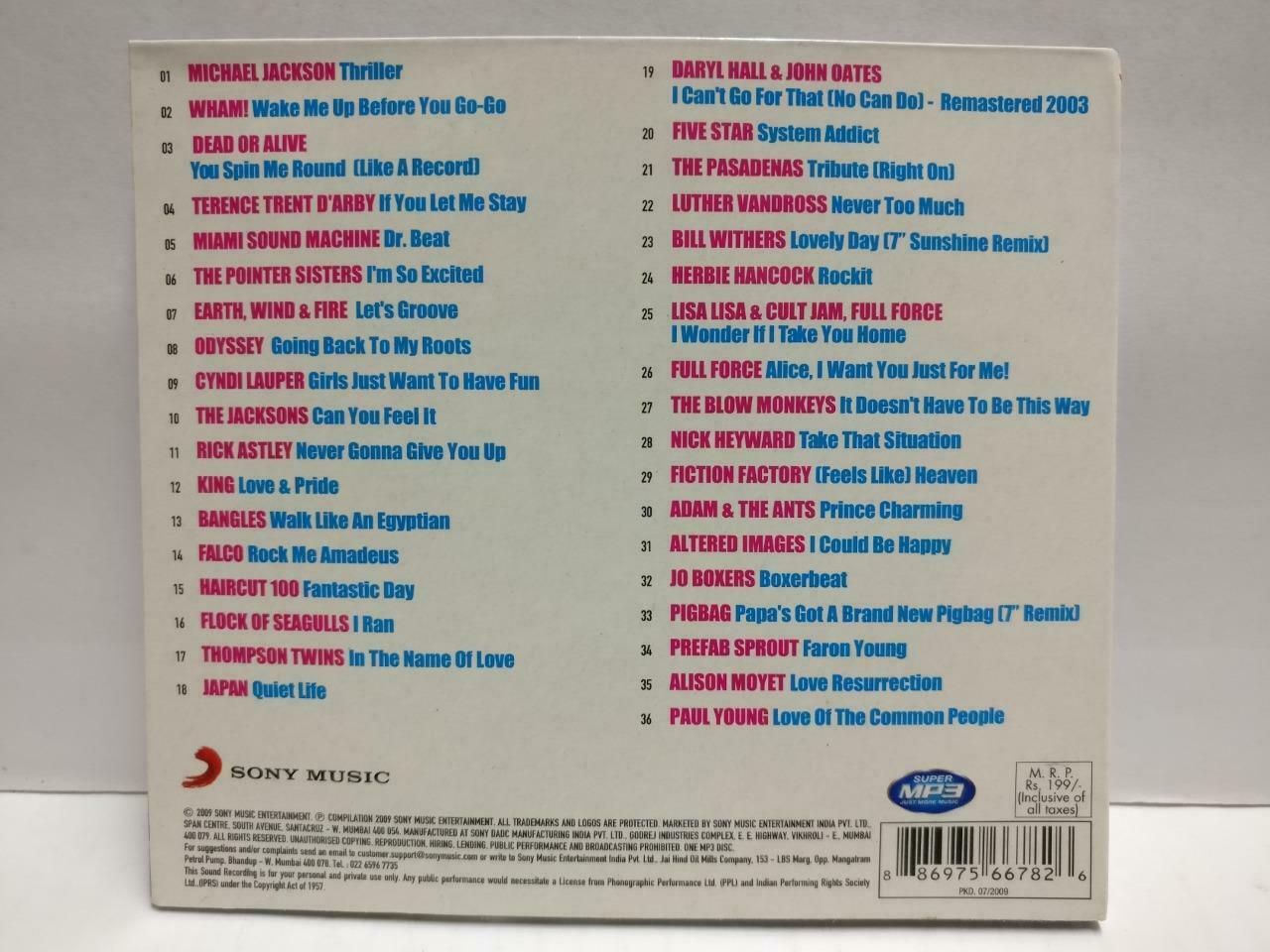 Various Artists Michael Jackson MJ Wham! Thomson Twins MP3 2009 India CD (CD954)