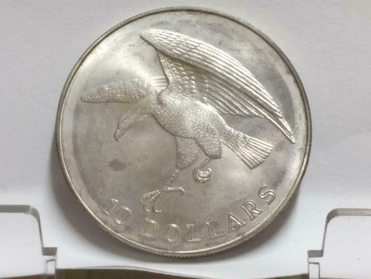Singapore $10 10 Dollars 1974 Eagles Silver Coin (C017)