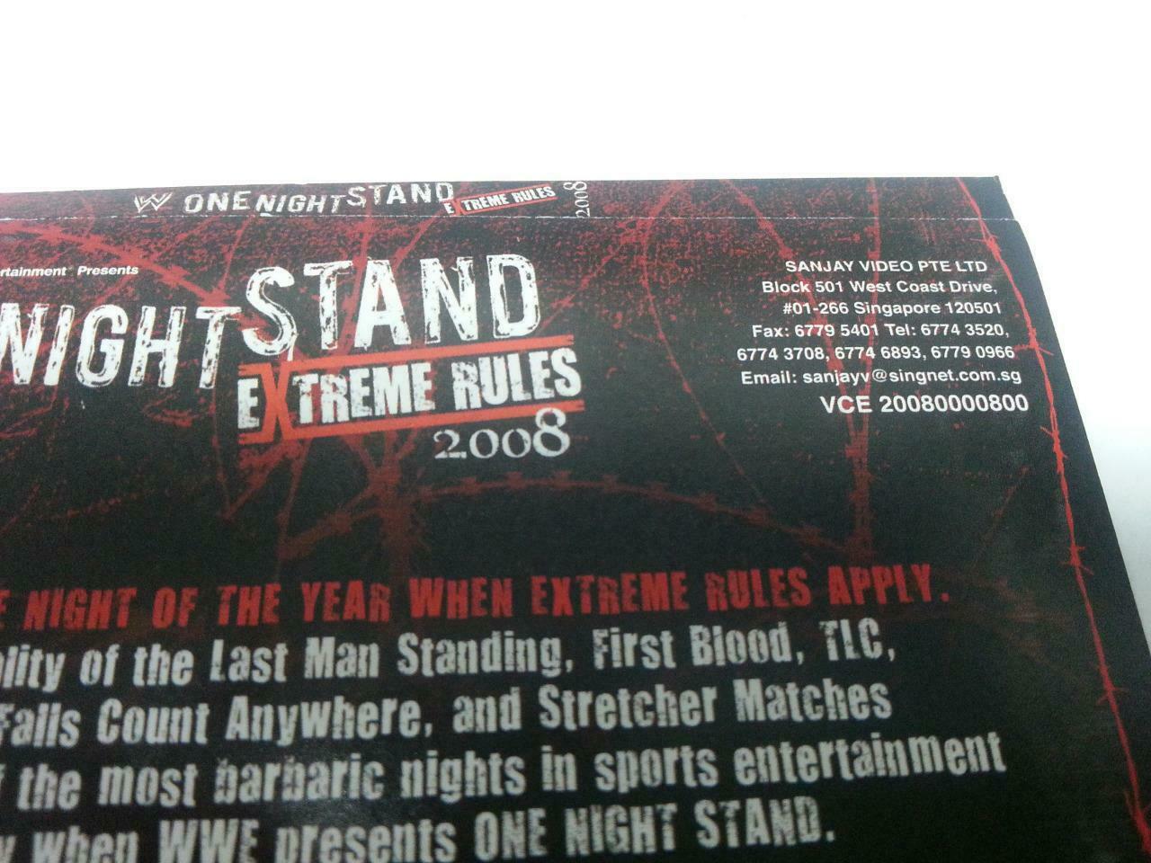 WWE WWF Wrestling One Night Stand Extreme Rules 2008 Singapore Only 4x VCD A841