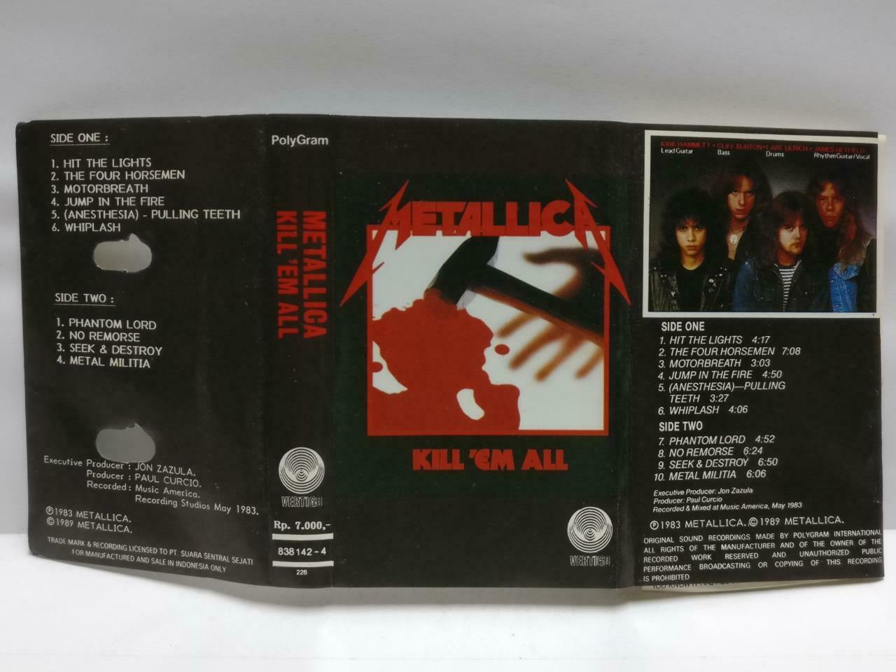 Metallica Kill 'Em All 1989 Mega Rare Indonesia English Cassette CT529