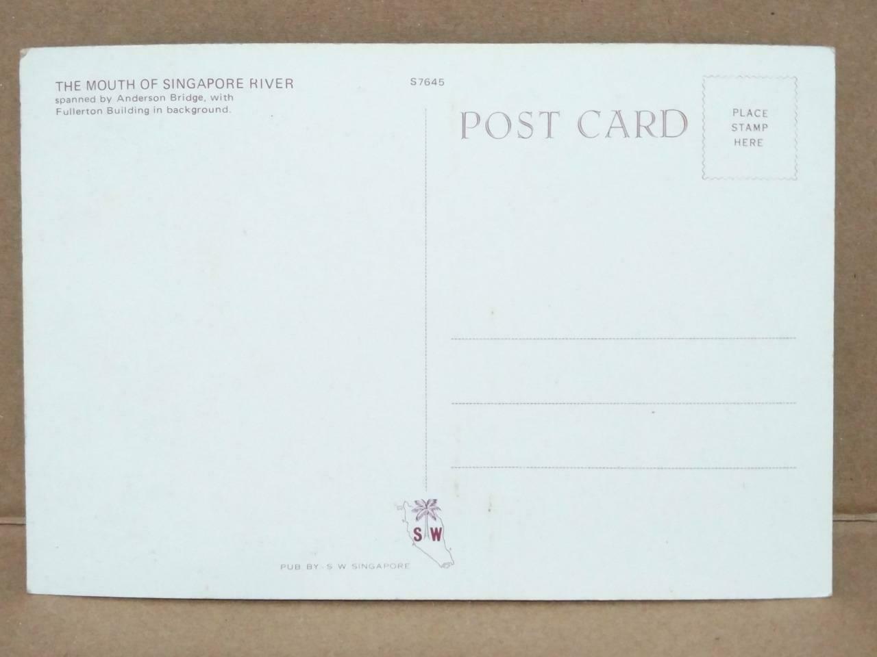 LUCKYPIGEON Mouth Of Singapore River Fullerton Hotel Merlion Postcard (C1993)