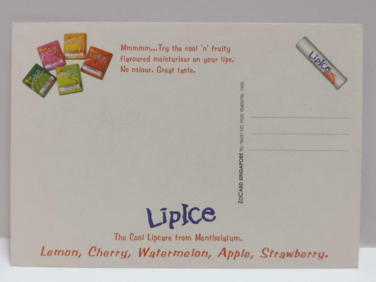 LUCKYPIGEON888 Cherry Sexy Red Lips Lipbalm 1999 Singapore Ad Postcard (E0252)