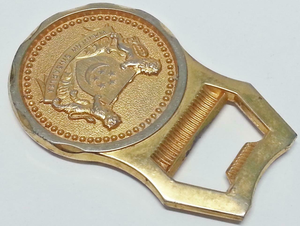 Vintage Singapore Lion City Merlion Gold Tone Bottle Opener (B022)
