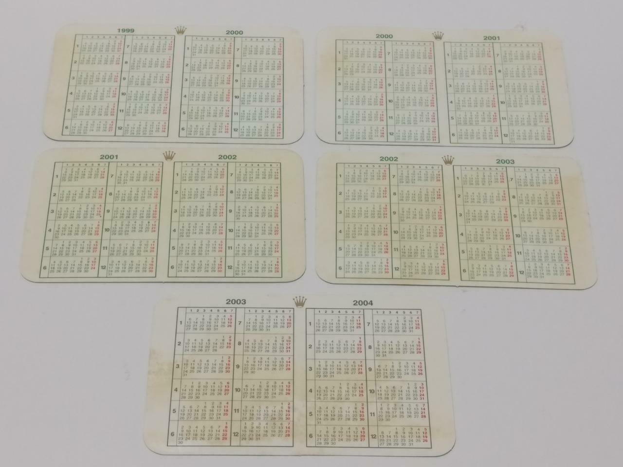Vintage Rolex 1999 To 2004 Calendar Card x5 F/S (A2419)