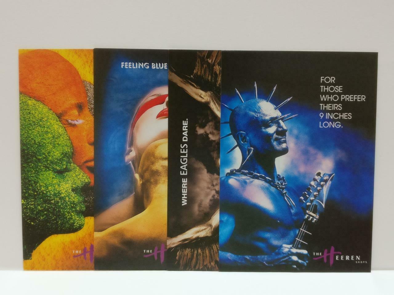 LUCKYPIGEON888 Bald Funky Man Beefcake Sexy Lady Heeren Postcard Lot Of 4 E0459