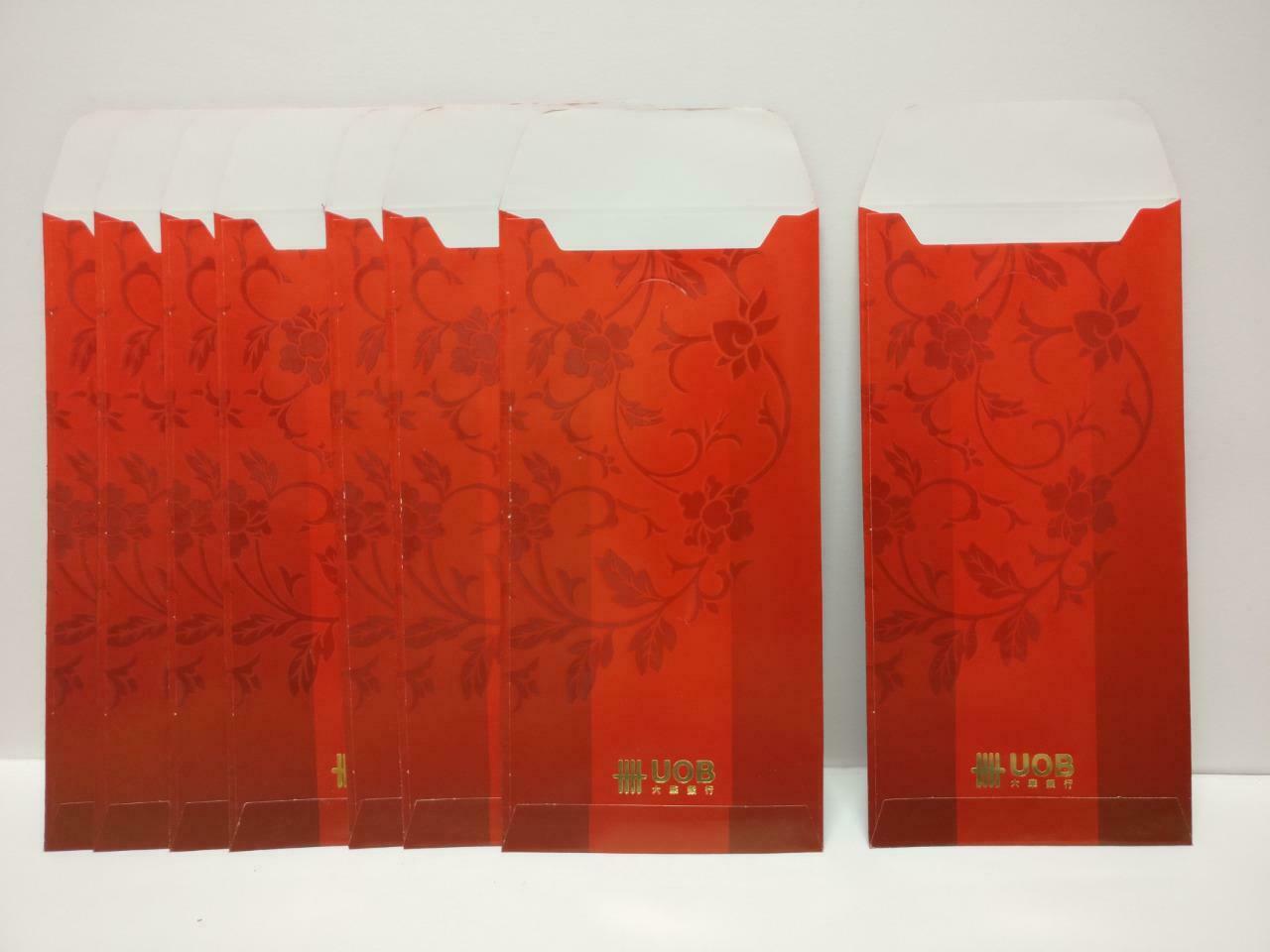 UOB Bank Chinese New Year 福 Red Packet Money Paper Envelope x Lot of 8 (P1030)