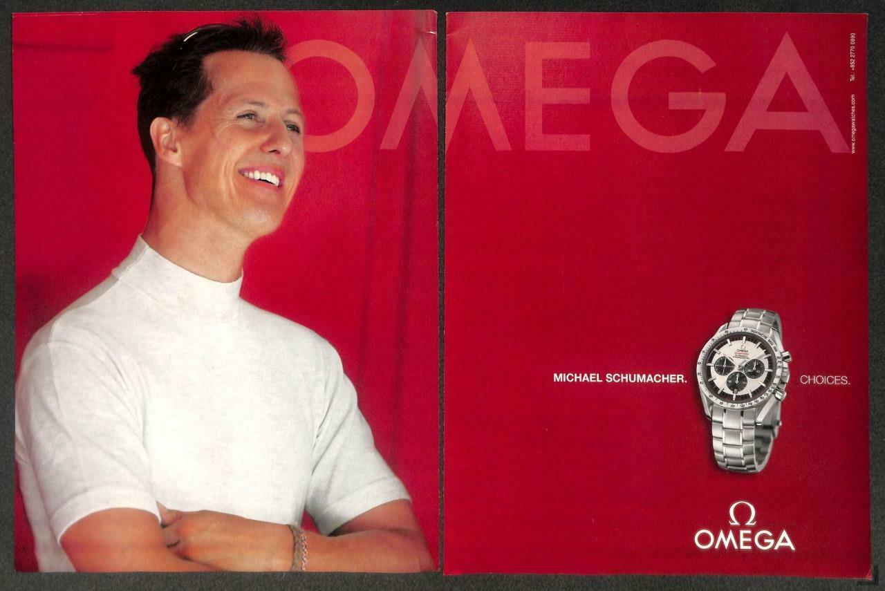 2004 Omega Watch Michael Schumacher Magazine Advertisement Print Ad x2 (P978)
