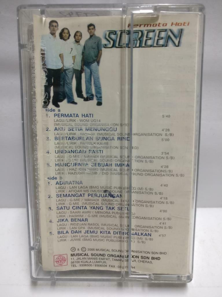 Malay Rock Band Screen Permata Hati 2000 Rare Malaysia Promo Melayu Cassette CT742