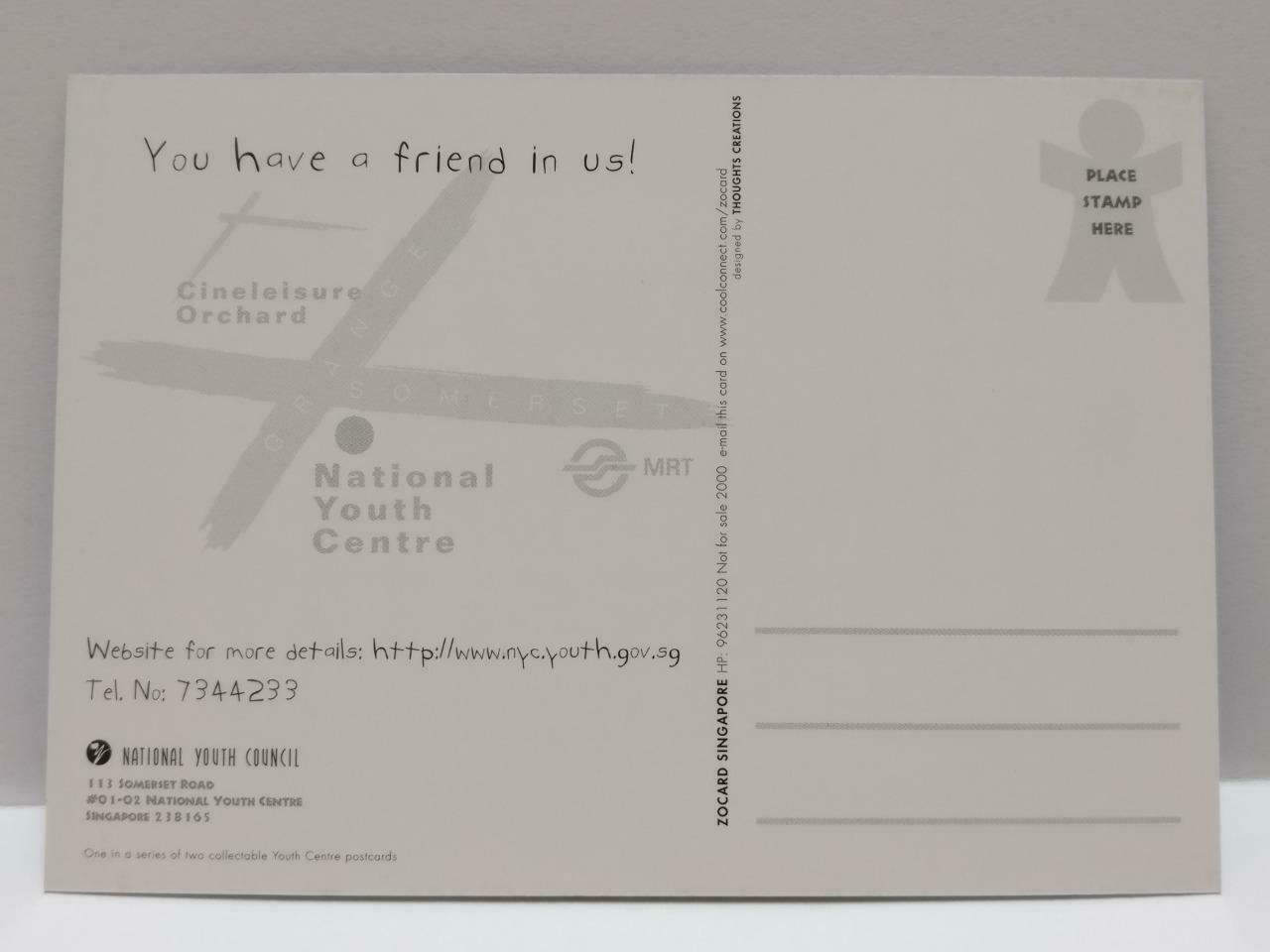 LUCKYPIGEON888 Singapore Youth Centre Yellow Man Logo 2000 Ad Postcard (E0172)