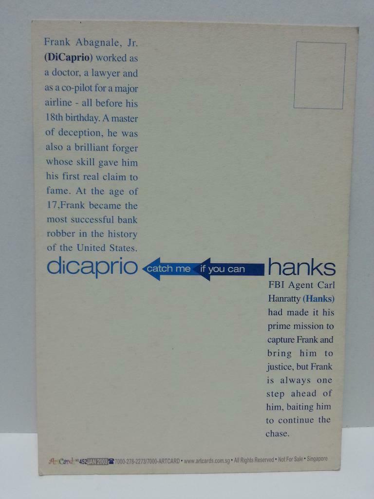 Catch Me If You Can Leonardo DiCaprio Tom Hanks Movie Singapore Postcard (AC024)
