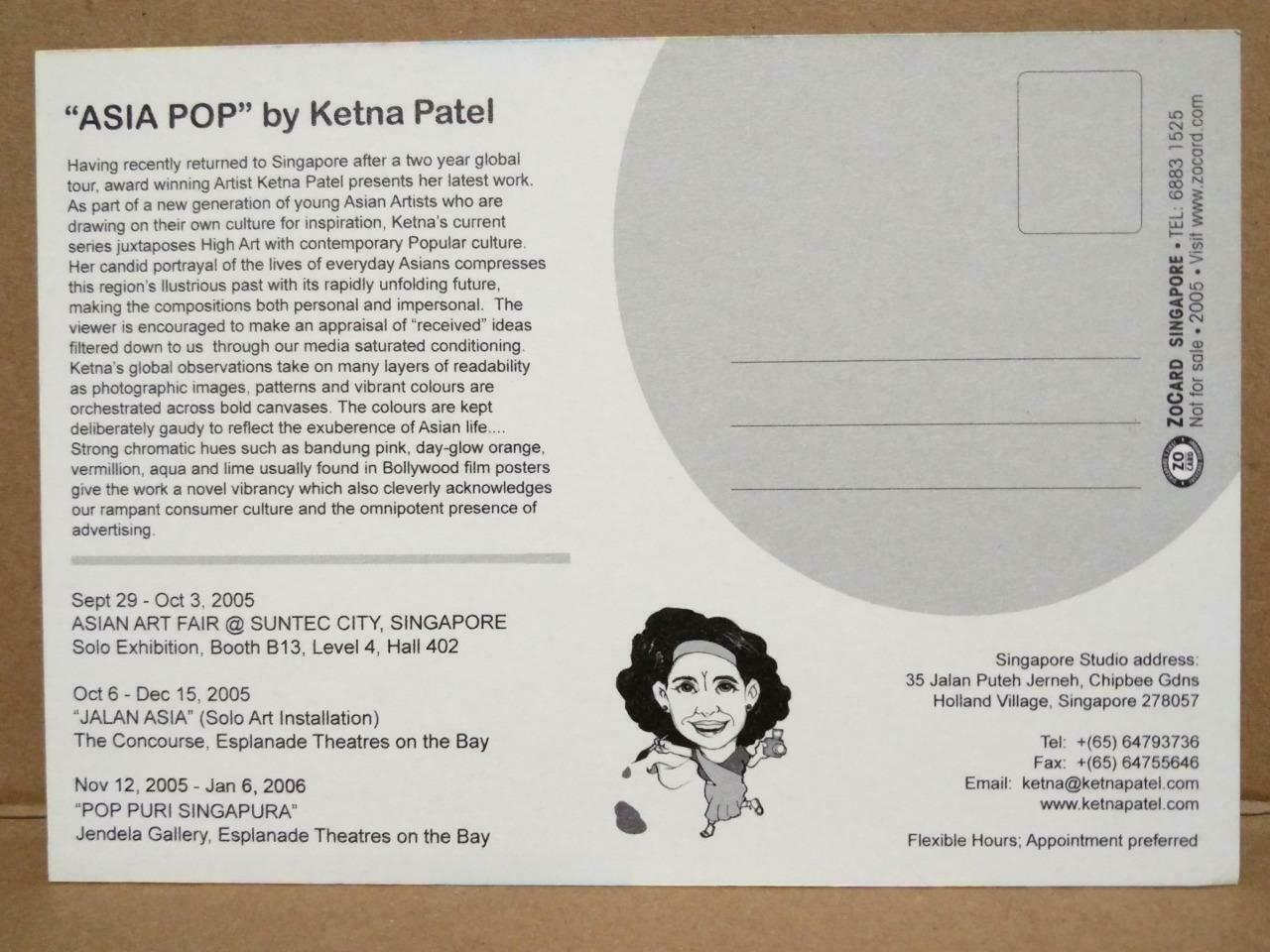 LUCKYPIGEON Asia Pop Ketna Patel Fine Salt Pop Art Singapore Postcard (C2093)