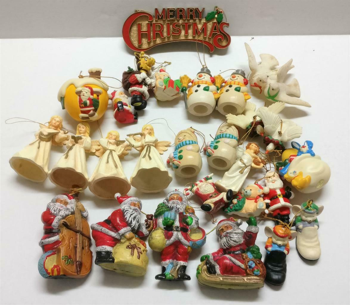 Vintage Christmas X'mas Tree Ornaments Snowman Santa Bundle Lot x01 F/S (A2243)