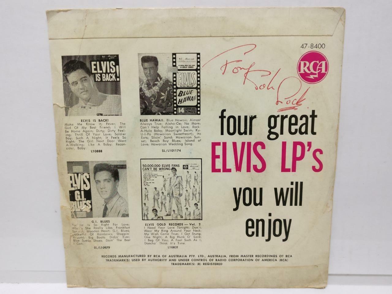 Elvis Presley Never Ending Such A Night Australia 7" English EP (EP073)