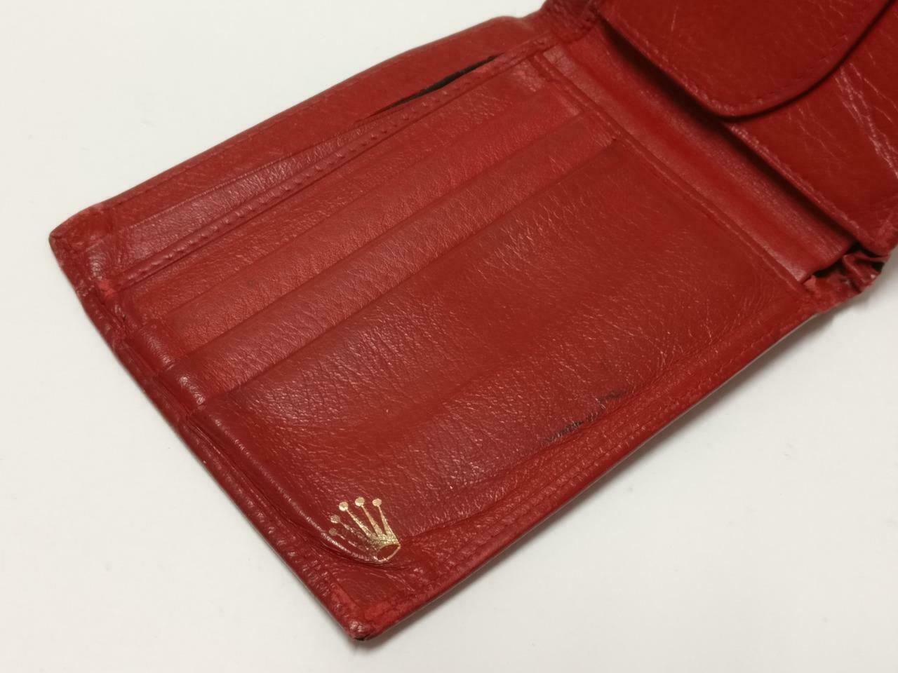 Vintage Rolex Red Leather Bi-Fold Wallet 60.02.55 F/S (A2430)
