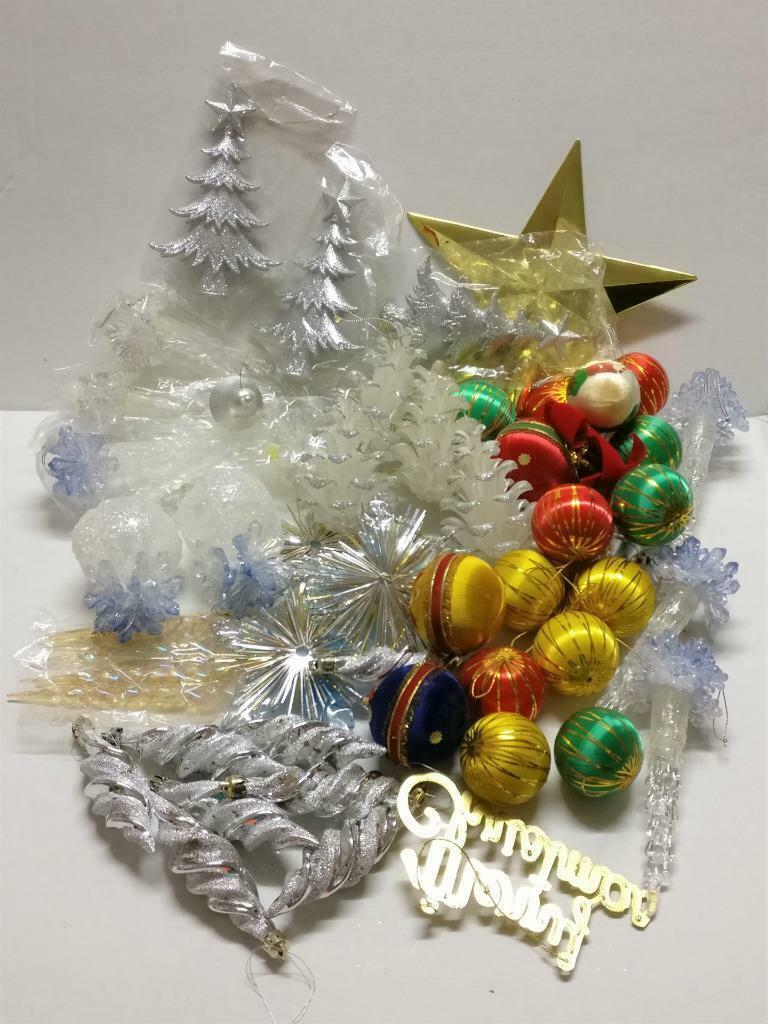 Vintage Christmas X'mas Tree Ornaments Icicles Star Bundle Lot x01 F/S (A2245)
