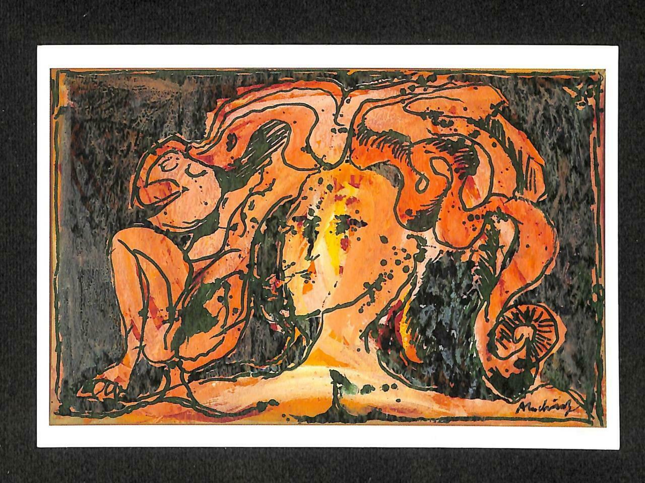 LUCKYPIGEON Pierre Alechinsky La Cantatrice 1966 Abstract Art Postcard (C1663)