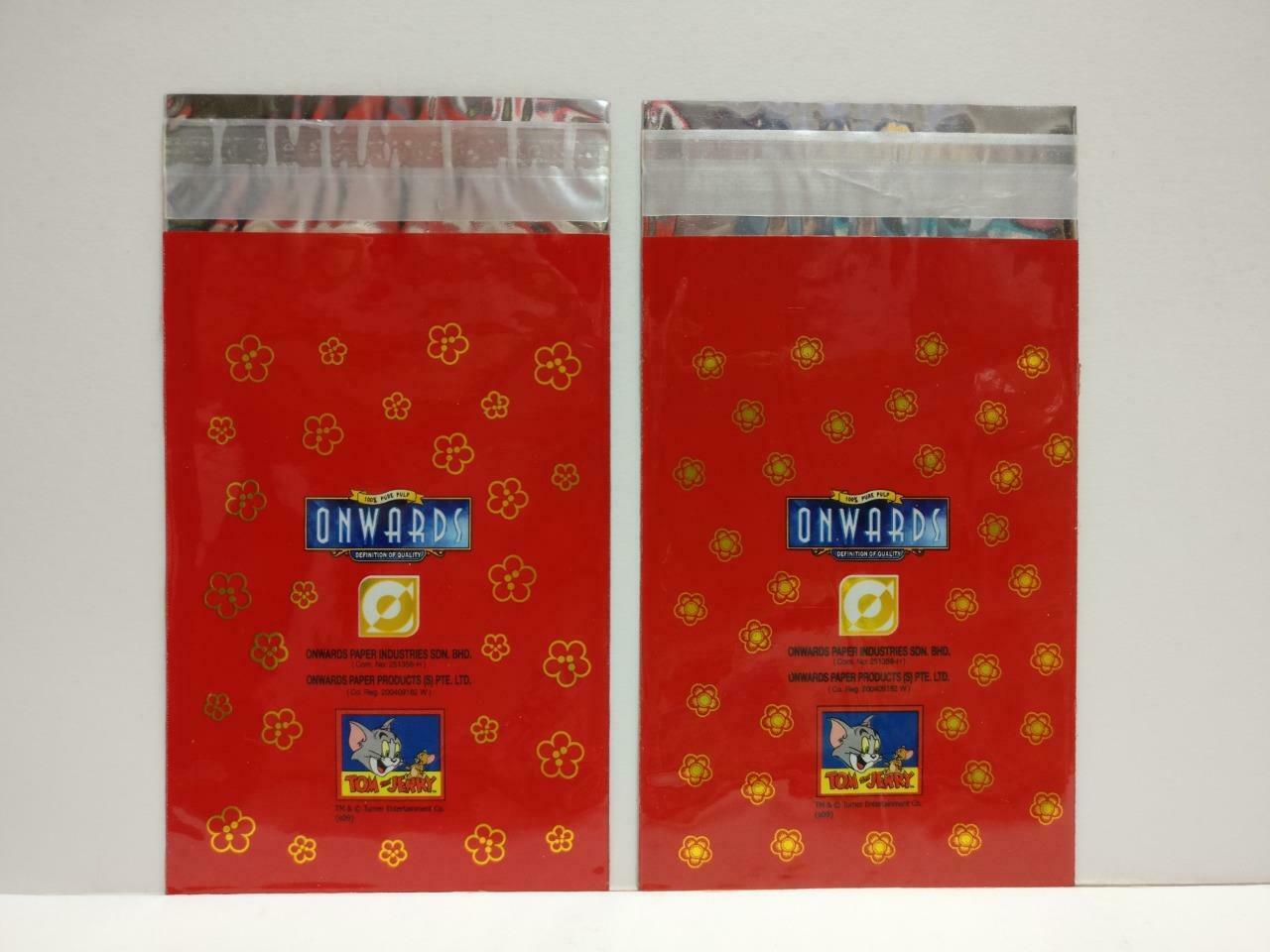 Rare Tom & Jerry Plastic Chinese Red Packet Money Paper Envelope Lot of 2 P1178