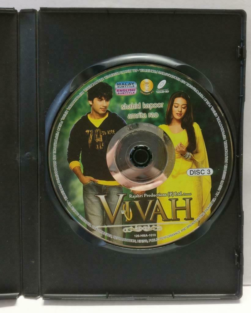 India Bollywood Hindi Movie Vivah Shahid Kapoor Malaysia Video CD 3x VCD CD984