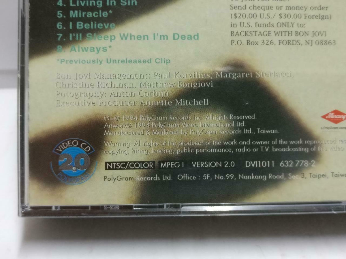 Rare New Sealed The Best Of Bon Jovi Cross Road 1994 Taiwan Video 2x VCD (CD810)