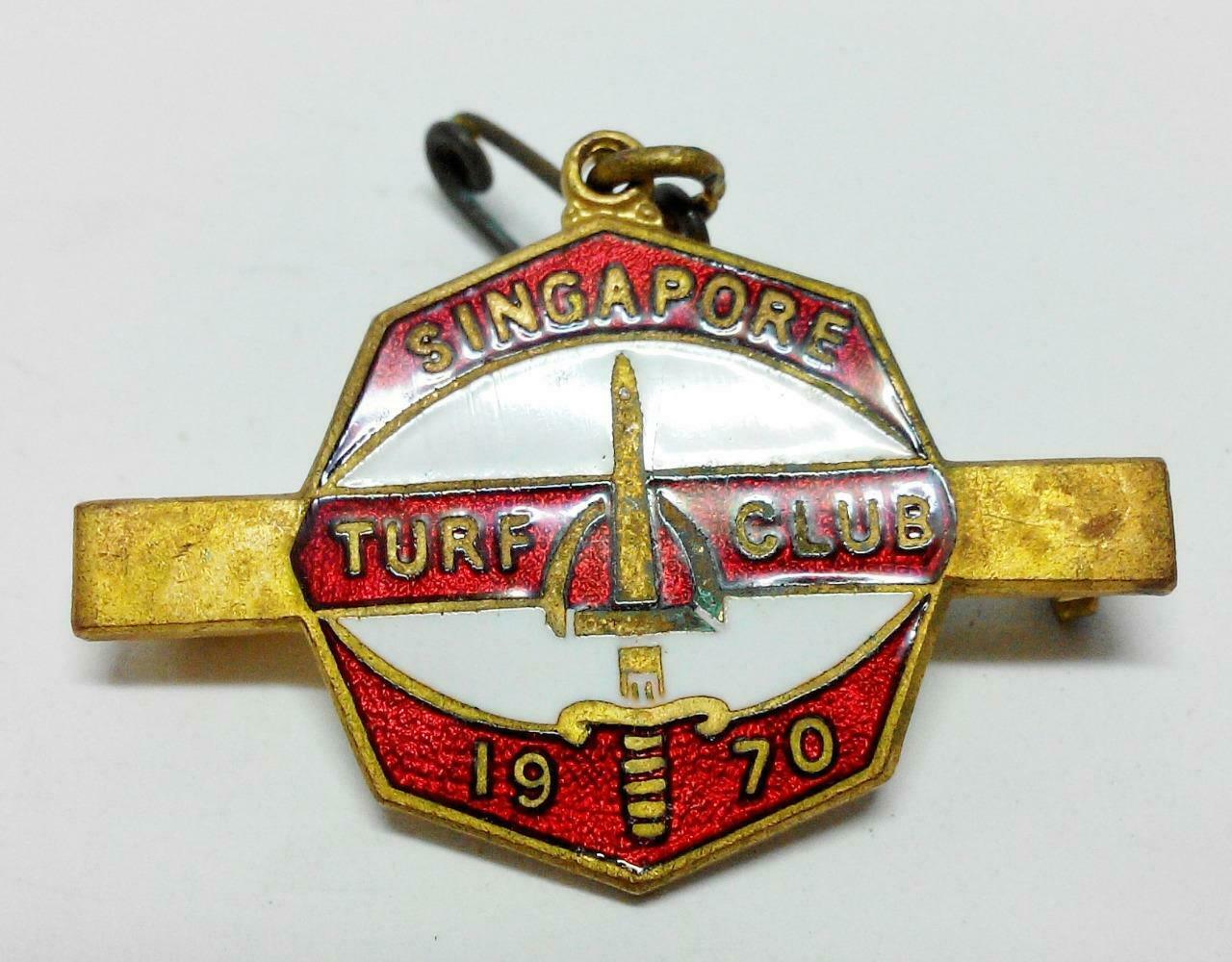 Mega Rare Vintage Singapore Turf Club 1970 W.O. Lewis (Badges) Pin Badge (B364)