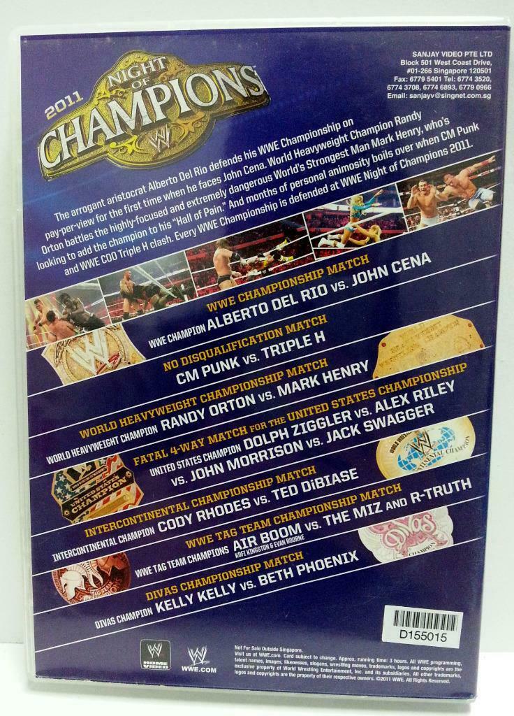 WWE WWF Wrestling John Cena CM Punk Triple H Champions 2011 Singapore DVD A1071