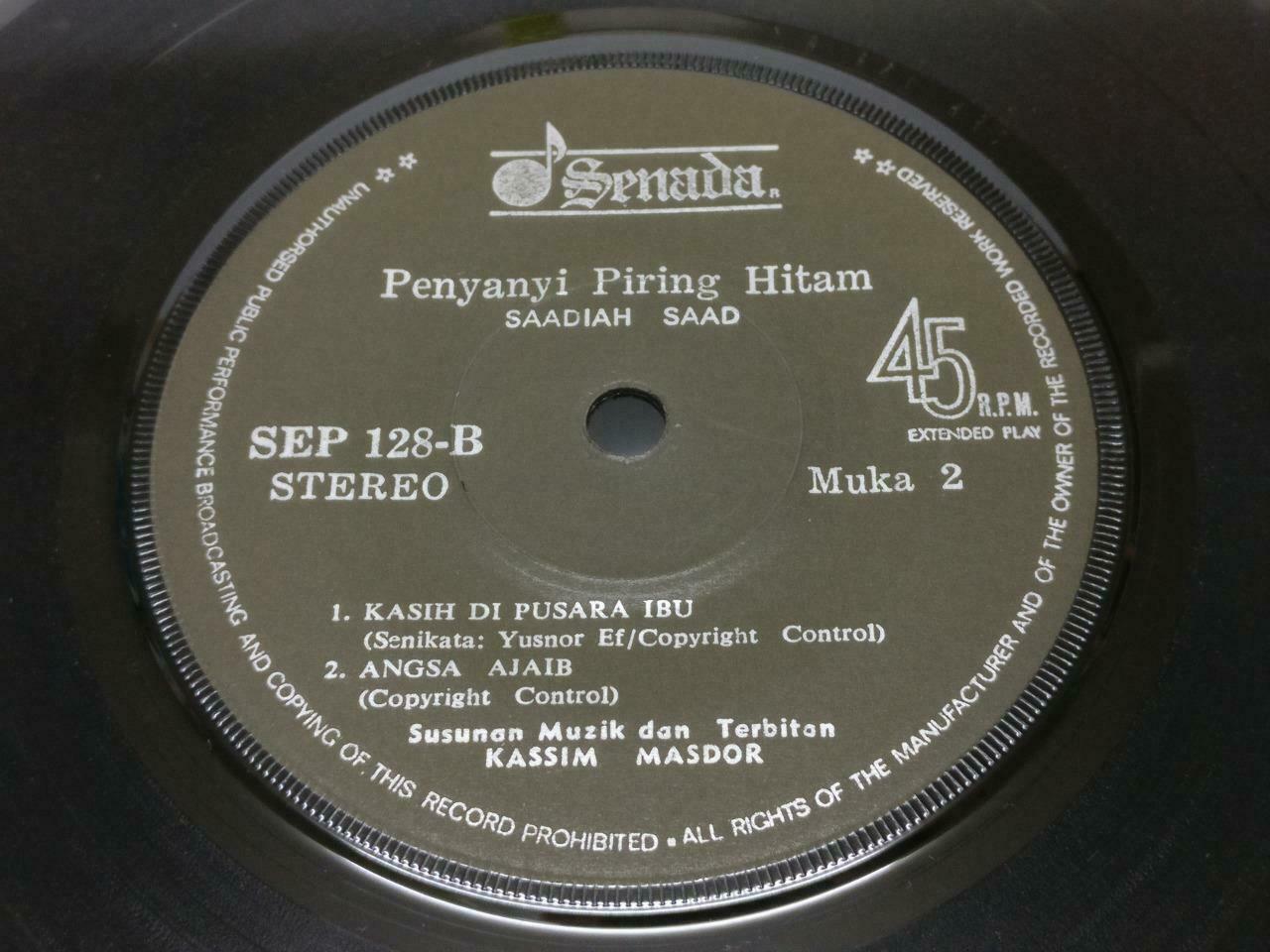 Malay Saadiah Saad & Rare Susunan Dan Terbitan Band Singapore EP 45 RPM 7" EP363